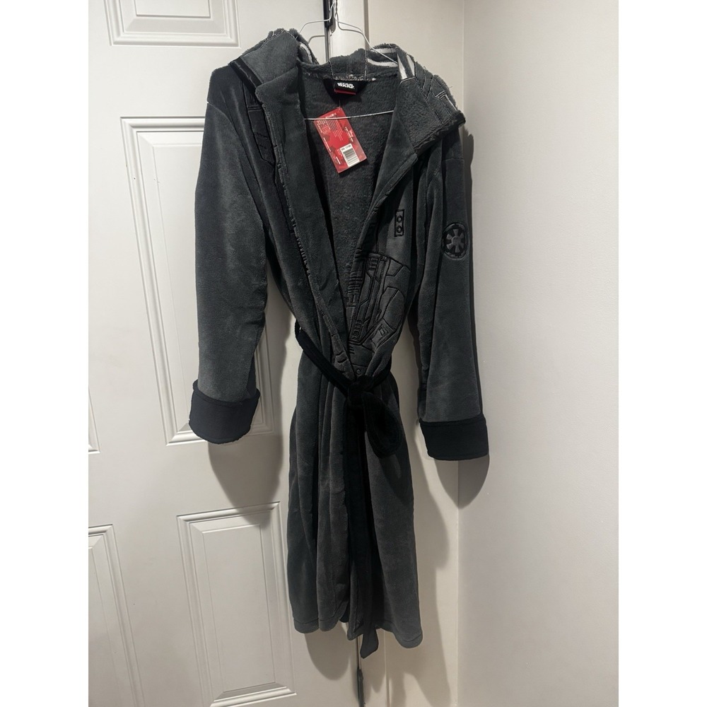 Star Wars Rogue One K-2SO Hooded Adult Bath Robe Long OS NWT Gray Fuzzy 2016